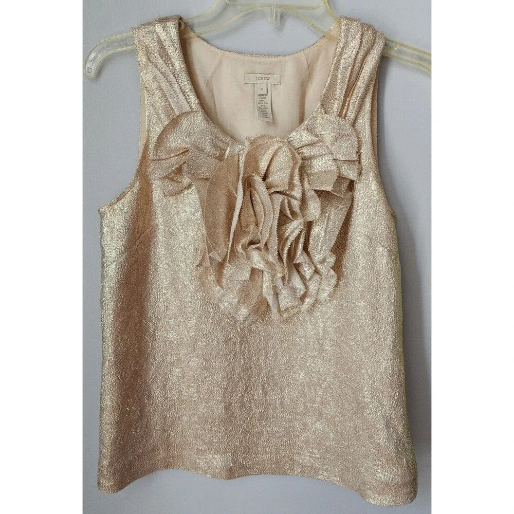 J Crew Gypsy Rose Metallic Cami top blouse silk Size 0 Women’s Shimmering Gold
